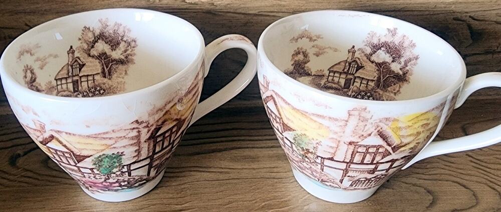 WW Quality English Cottage Tea Cups Set Of 2 See Pictures *